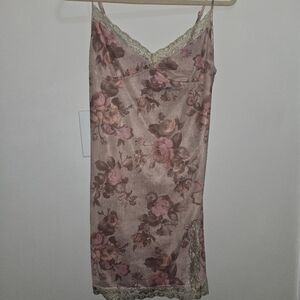 Vintage Y2K Floral Slip Dress [Size Large, Fits Medium] 90s Romantic Coquette